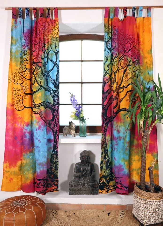 Guru-Shop Boho Vorhänge Gardine 1 Paar mit Schlaufen - Bild 2