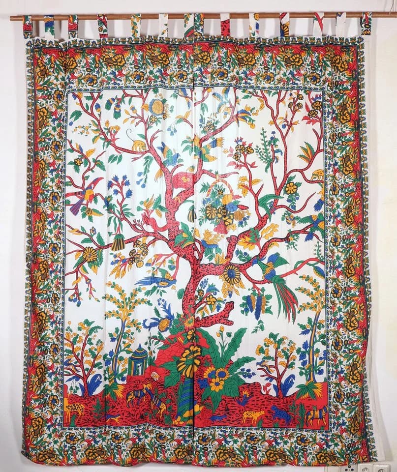 Guru-Shop Boho Vorhang Lebensbaum Bunt mit Schlaufen - Bild 2