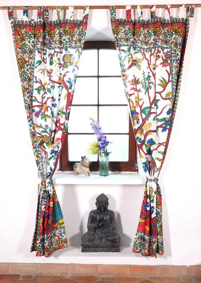 Guru-Shop Boho Vorhang Lebensbaum Bunt mit Schlaufen - Bild 3