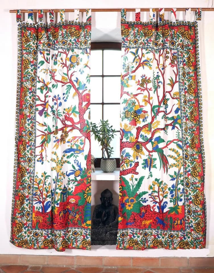 Guru-Shop Boho Vorhang Lebensbaum Bunt mit Schlaufen - Bild 4