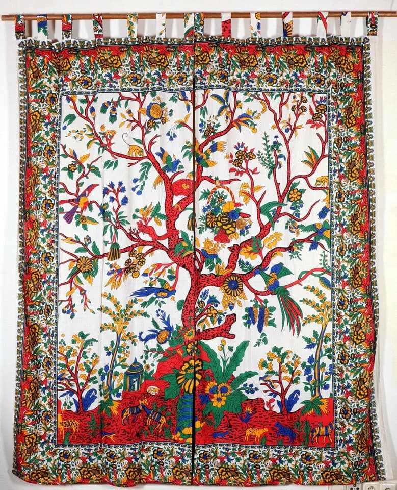 Guru-Shop Boho Vorhang Lebensbaum Bunt mit Schlaufen - Bild 5
