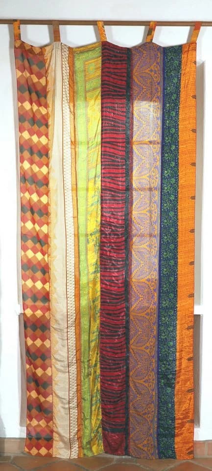 Guru-Shop Seidiger Vorhang Patchwork Sareestoff - Bild 2