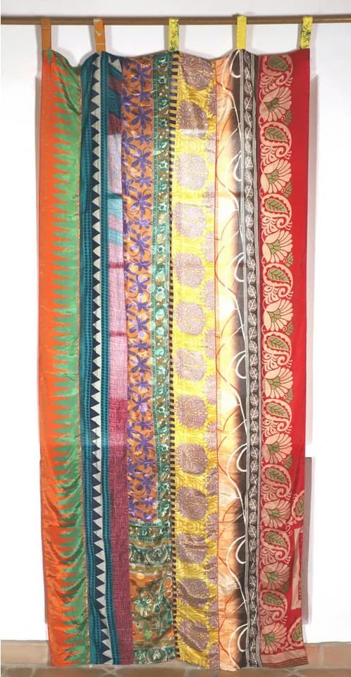 Guru-Shop Seidiger Vorhang Patchwork Sareestoff - Bild 3