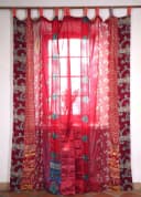 Guru-Shop Vorhang 2 Stück Seidige Upcyceling Gardine Patchwork Rot Bild 1