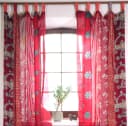 Guru-Shop Vorhang 2 Stück Seidige Upcyceling Gardine Patchwork Rot Bild 5