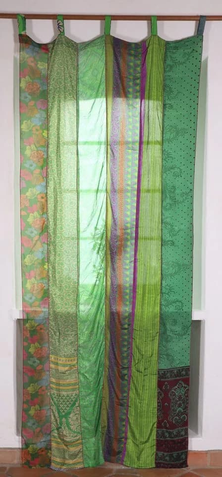 Guru-Shop Vorhang Seidig Patchwork Grün 250x100 cm - Bild 2