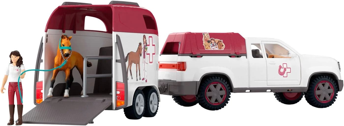 SCHLEICH Mobile Tierärztin mit Anhänger Spielzeug-Auto Weiß