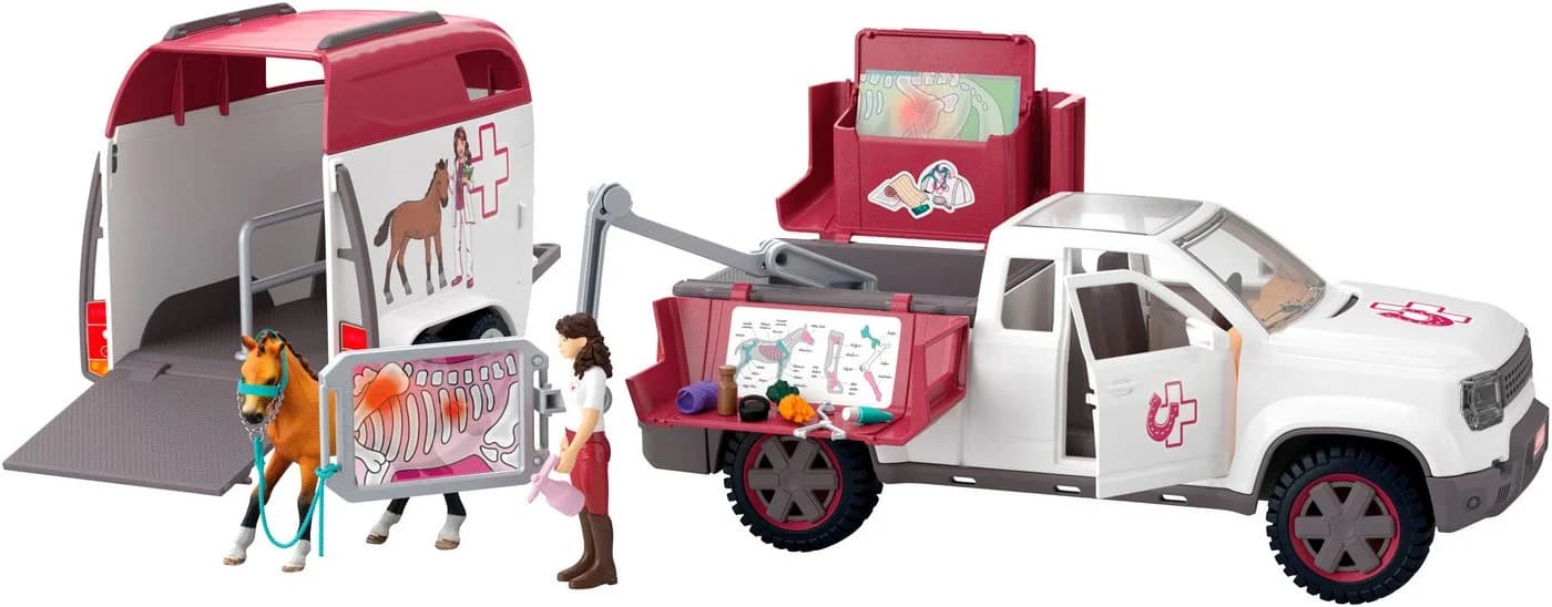 SCHLEICH Mobile Tierärztin mit Anhänger Spielzeug-Auto Weiß - Bild 2