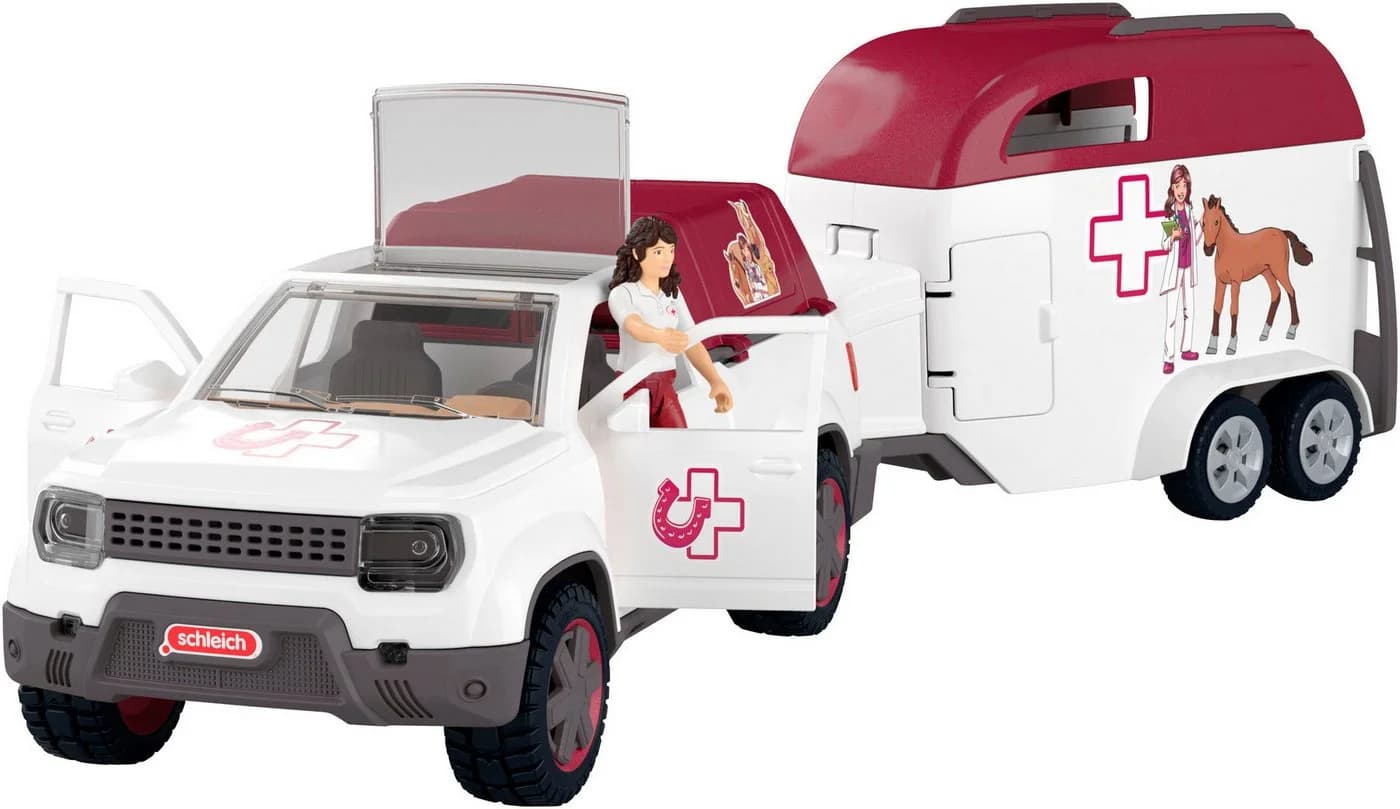 SCHLEICH Mobile Tierärztin mit Anhänger Spielzeug-Auto Weiß - Bild 4