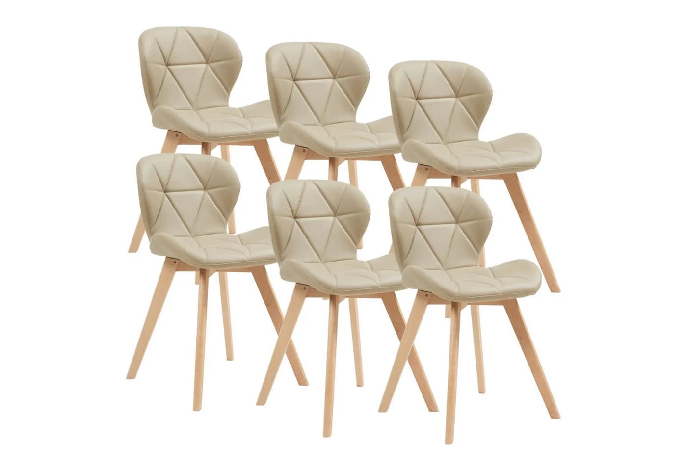 en.casa Esszimmerstuhl 6er Set Beige Kunstleder Buche - Bild 2