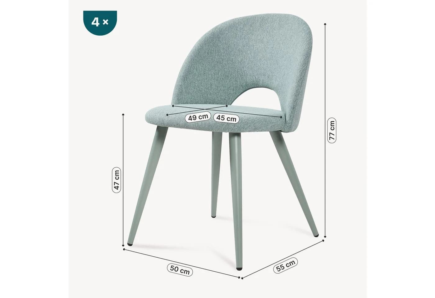 en.casa Esszimmerstuhl Set 4 St Karijoki Hellgrün Polsterstuhl - Bild 3