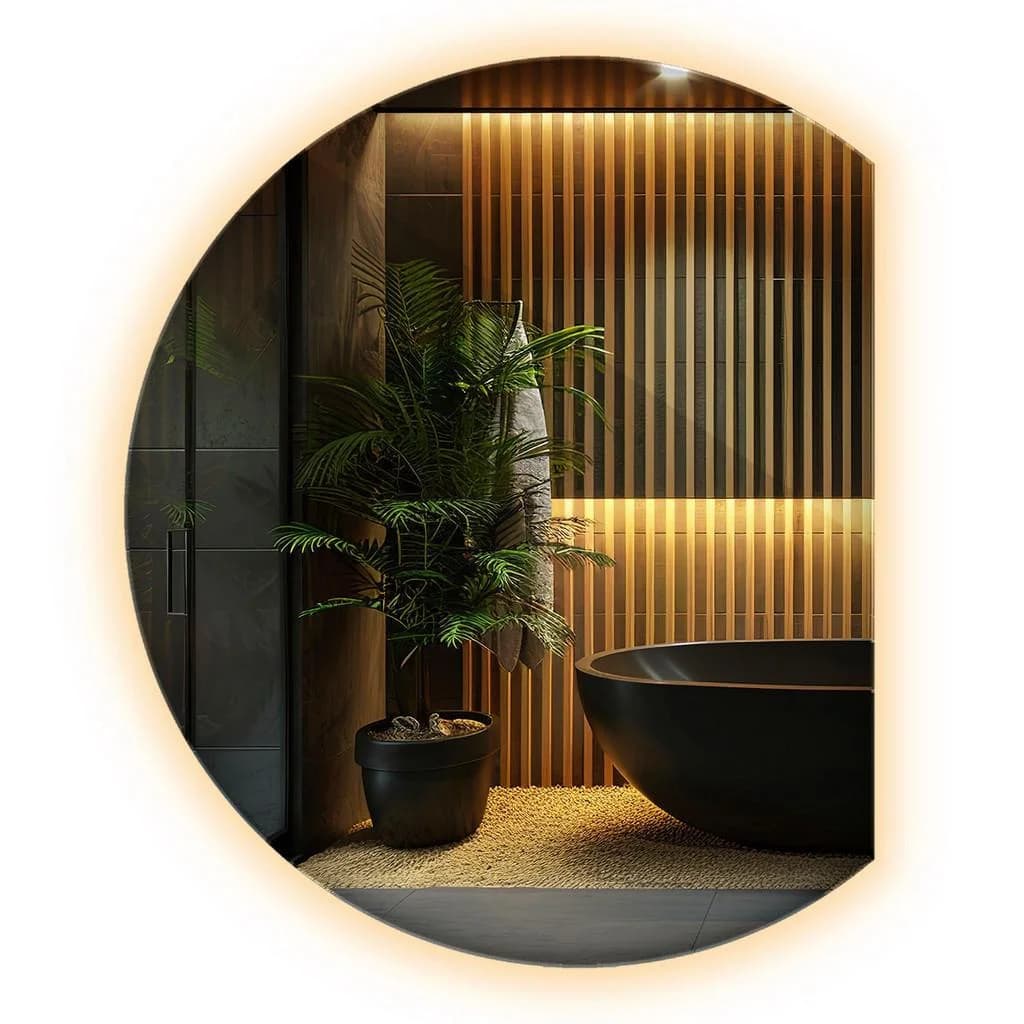 Wallfluent LED Wandspiegel Asymmetrisch Warmweiß 63x70 cm