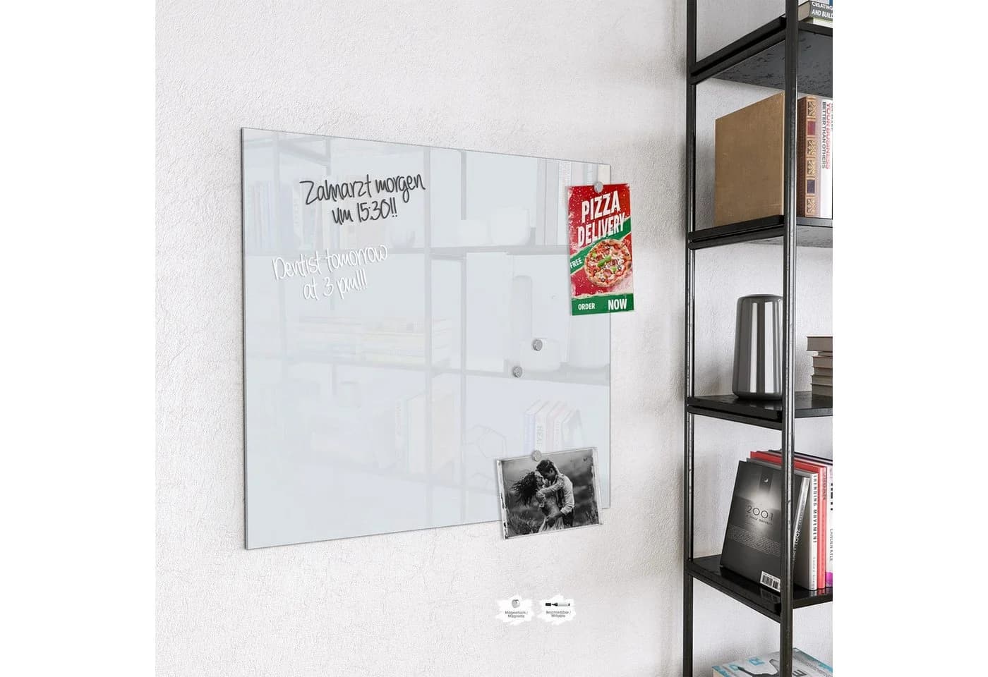 Primedeco Magnettafel Glas Hellgrau 30x30 cm Whiteboard Pinnwand - Bild 4