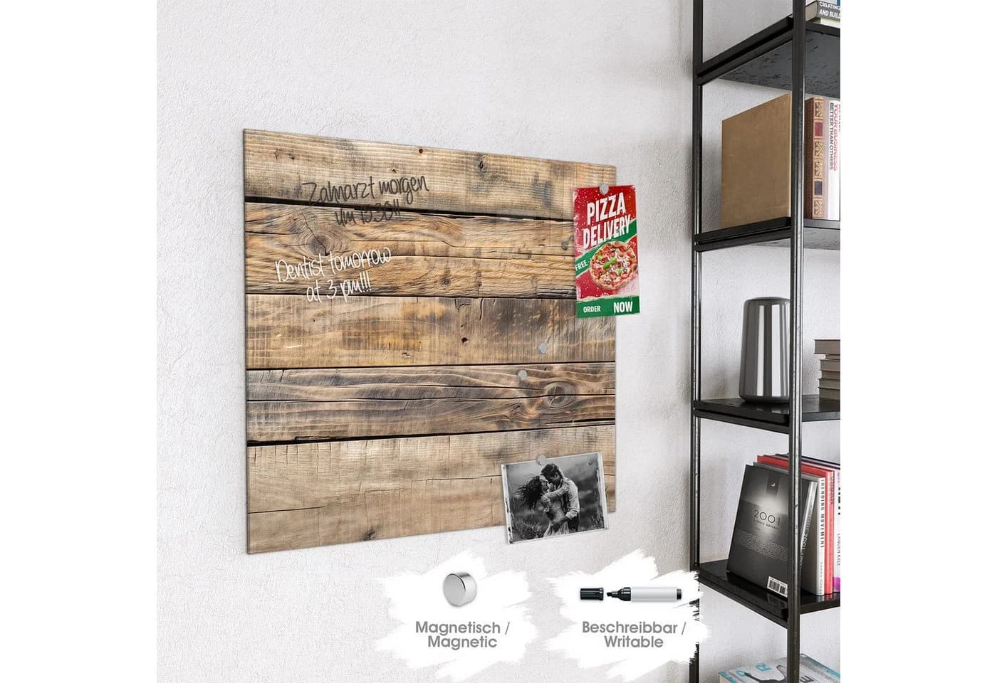 Primedeco Magnettafel Glas Holzmaserung Whiteboard beschreibbar - Bild 4