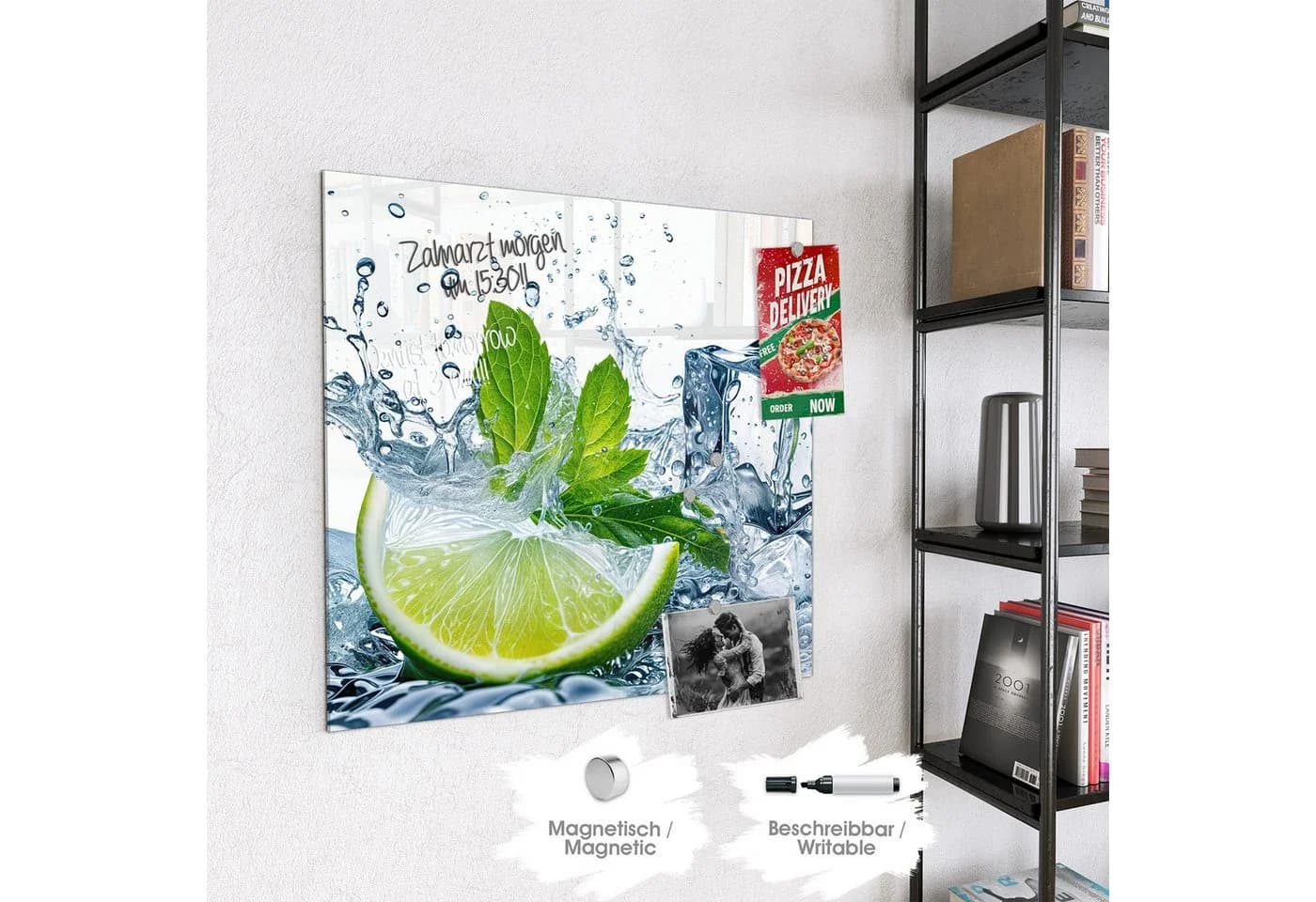 Primedeco Magnettafel Glas Limettenspritzer Weiß/Grün - Bild 4