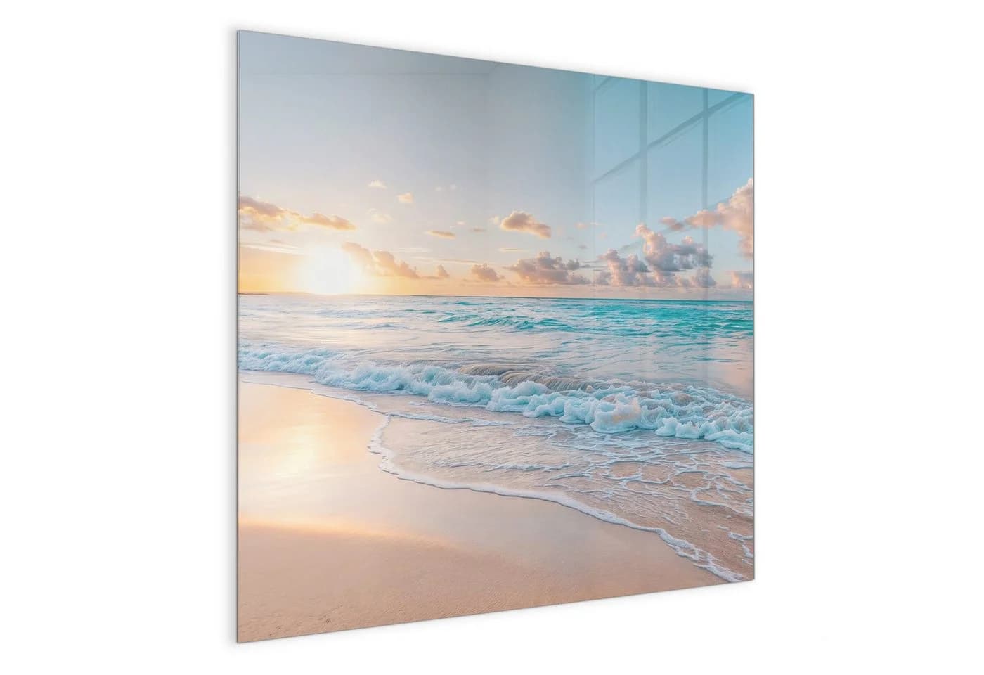 Primedeco Magnettafel Glas Sonnenaufgang Strand Whiteboard beschreibbar