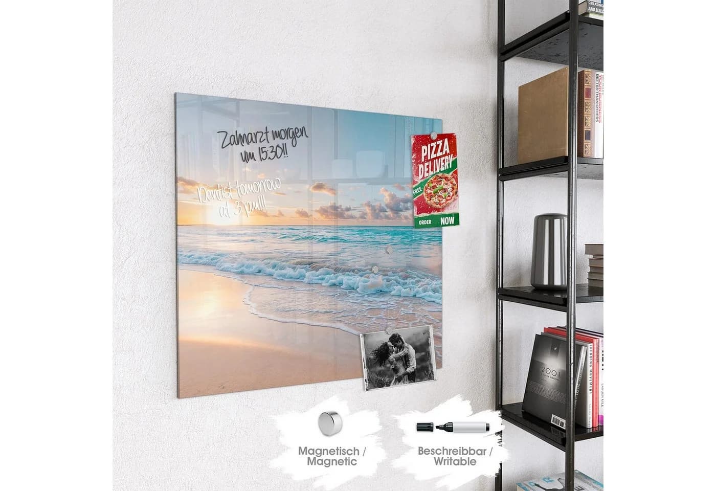 Primedeco Magnettafel Glas Sonnenaufgang Strand Whiteboard beschreibbar - Bild 4
