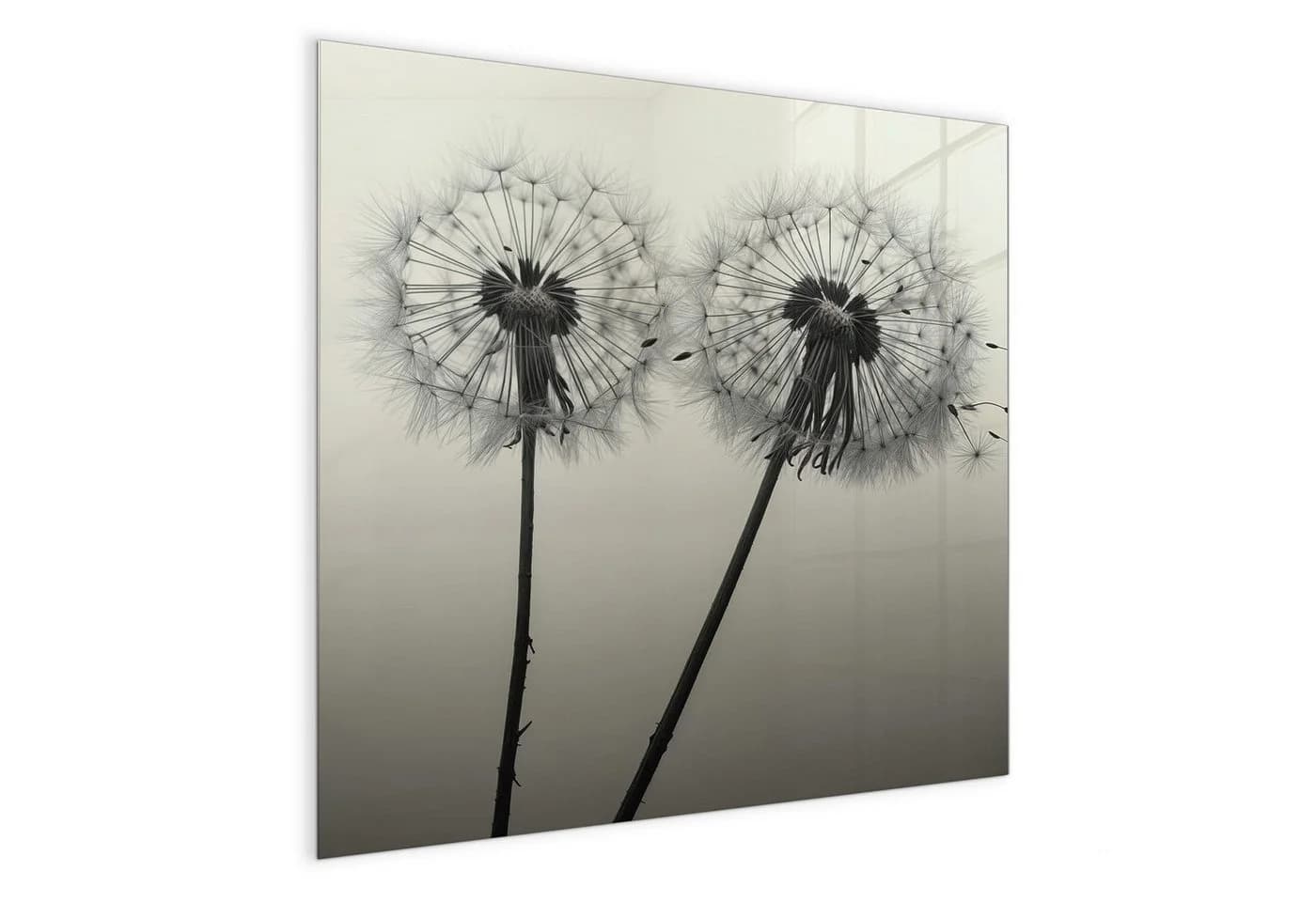 Primedeco Magnettafel Glas Pusteblume Schwarz Whiteboard