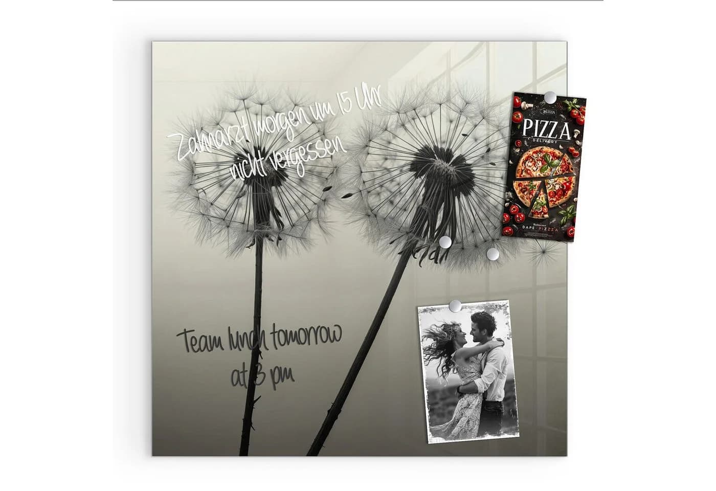 Primedeco Magnettafel Glas Pusteblume Schwarz Whiteboard - Bild 2
