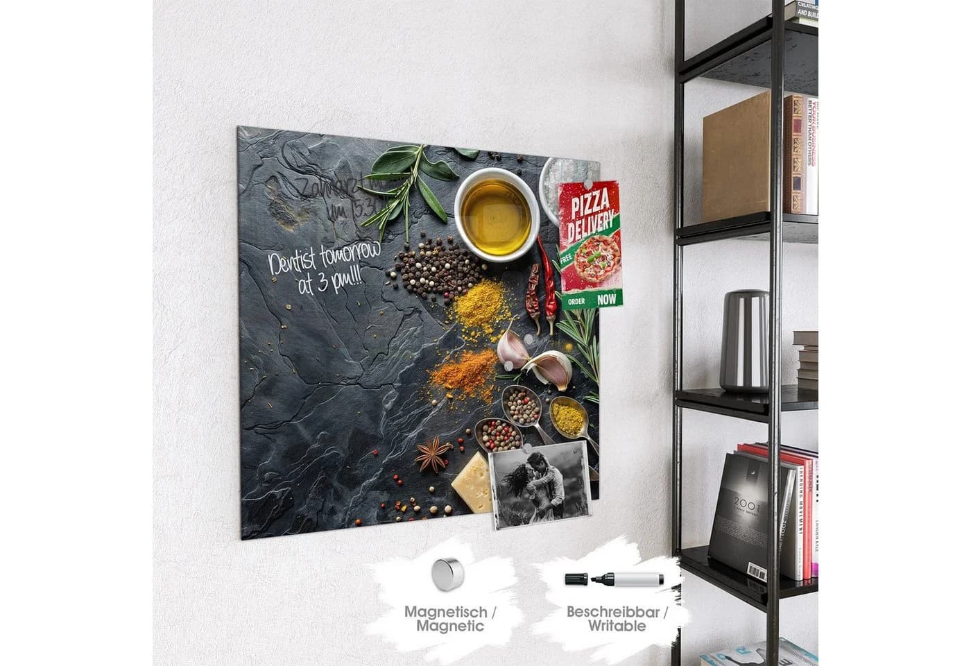 Primedeco Magnettafel Glas Whiteboard beschreibbar mit Magneten - Bild 4