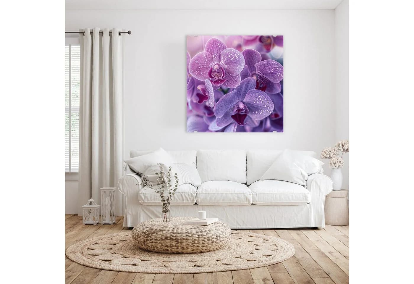 Primedeco Glasbild Wandbild Quadratisch Orchideenblüten mit Aufhängung