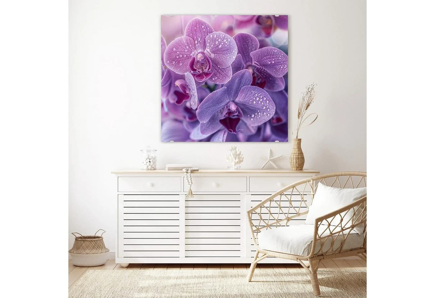 Primedeco Glasbild Wandbild Quadratisch Orchideenblüten mit Aufhängung - Bild 3