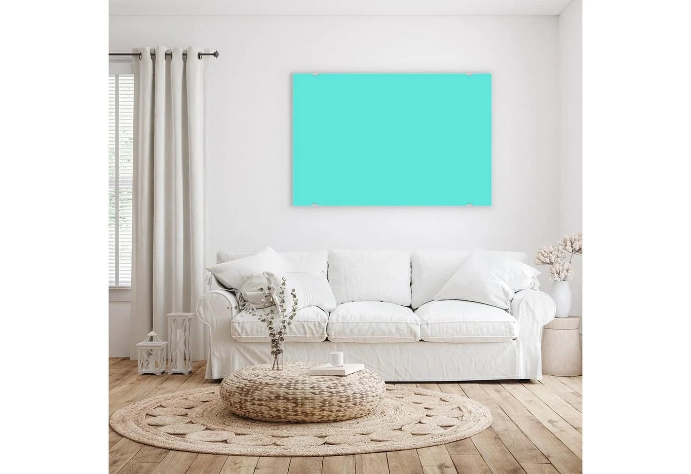 Primedeco Glasbild Wandbild Mintblauer Hintergrund mit Aufhängung