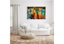 Primedeco Glasbild Wandbild Bunte Katzenkunst mit Aufhängung Bild 1