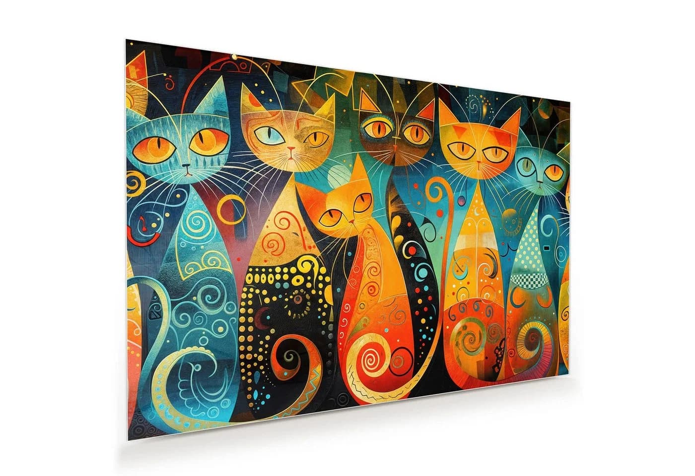 Primedeco Glasbild Wandbild Bunte Katzenkunst mit Aufhängung - Bild 2