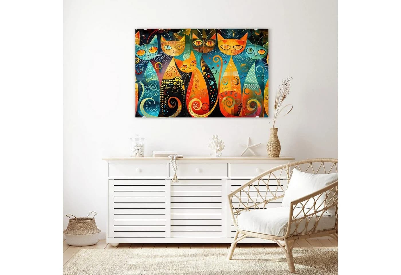 Primedeco Glasbild Wandbild Bunte Katzenkunst mit Aufhängung - Bild 3