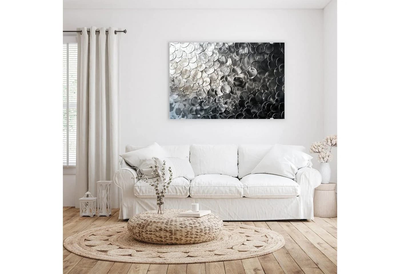 Primedeco Glasbild Wandbild Metallic Schuppen mit Aufhängung