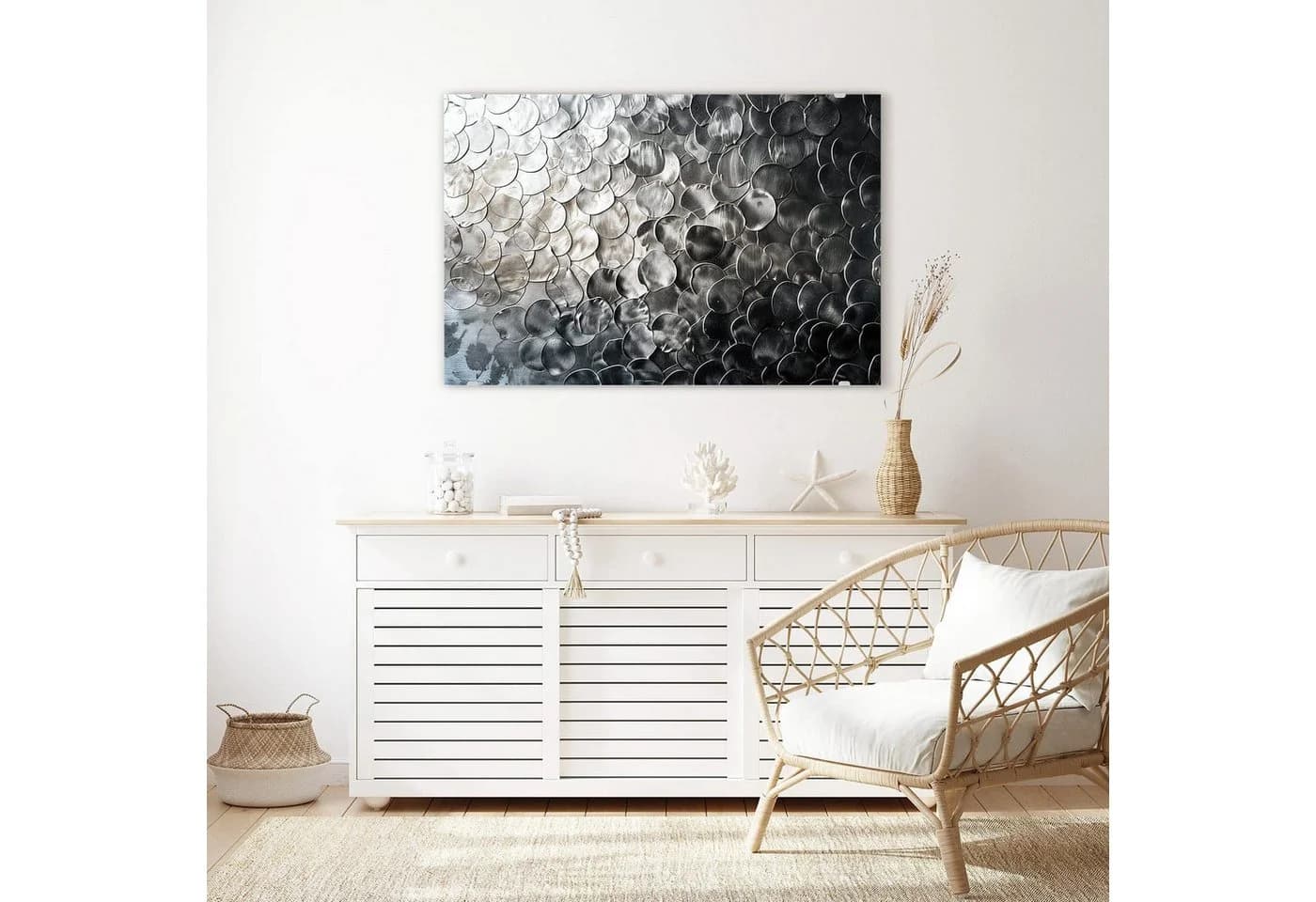 Primedeco Glasbild Wandbild Metallic Schuppen mit Aufhängung - Bild 3