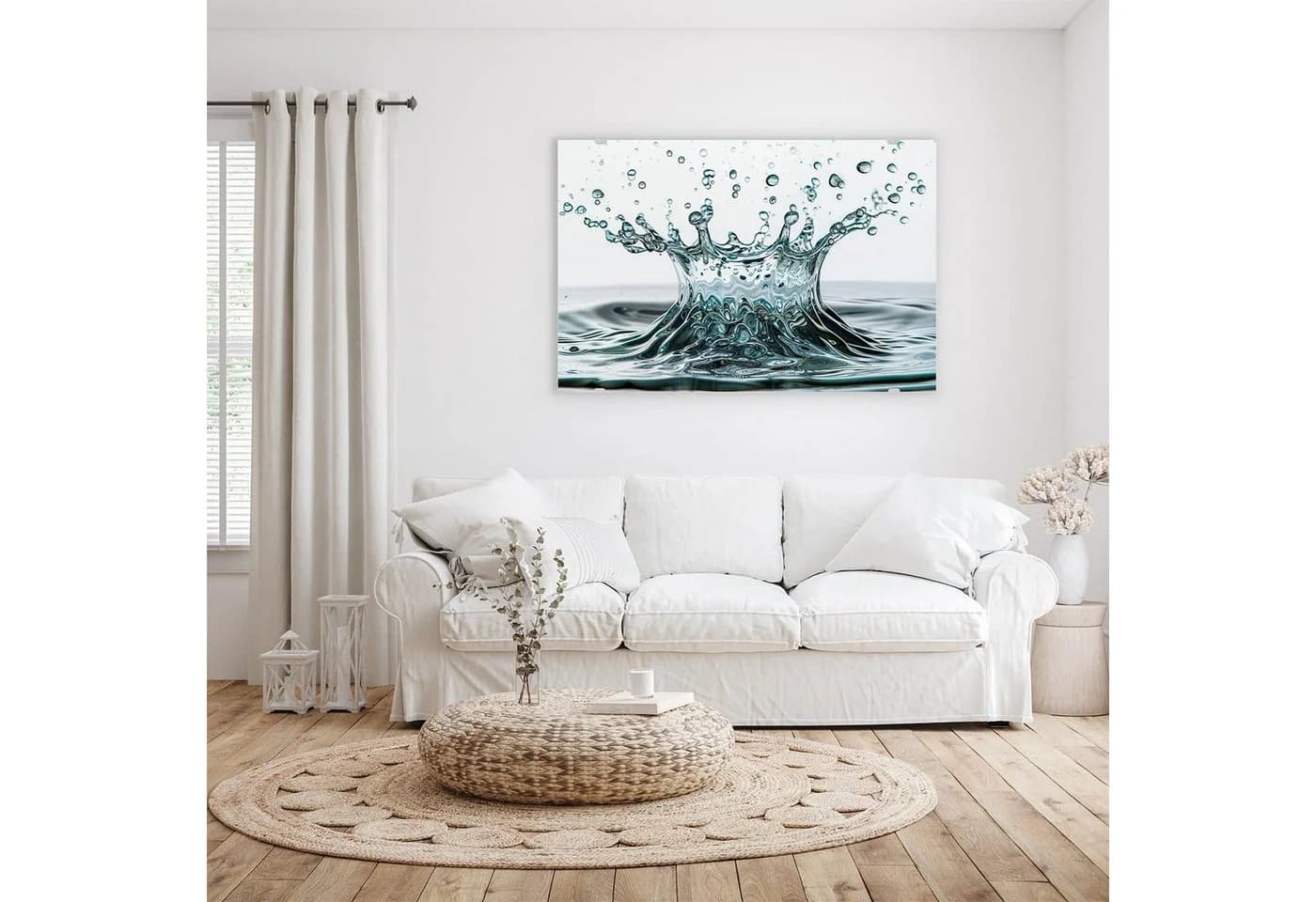 Primedeco Glasbild Wassertropfen Splash mit Aufhängung, Strand & Meer