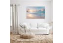 Primedeco Glasbild Wandbild Sonnenaufgang Strand mit Aufhängung Bild 1