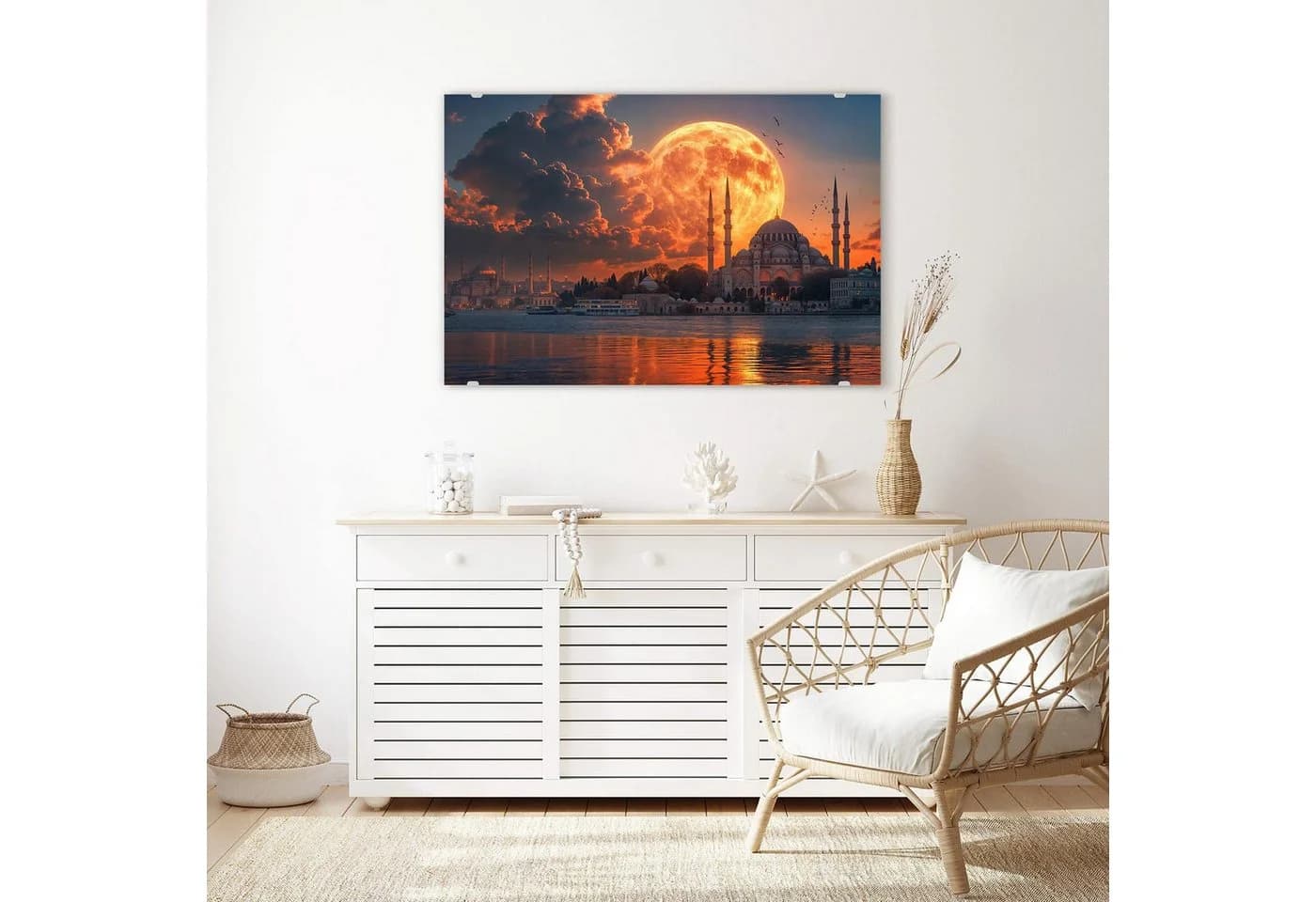Primedeco Glasbild Mond über Istanbul mit Aufhängung - Bild 3