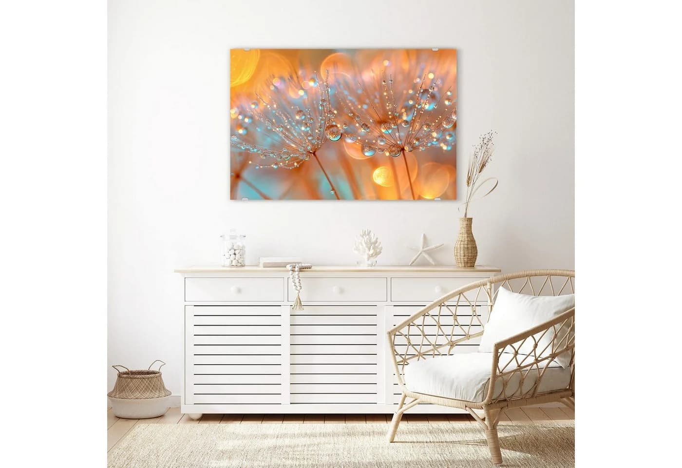 Primedeco Glasbild Wandbild Pusteblumen Tropfen mit Aufhängung - Bild 3