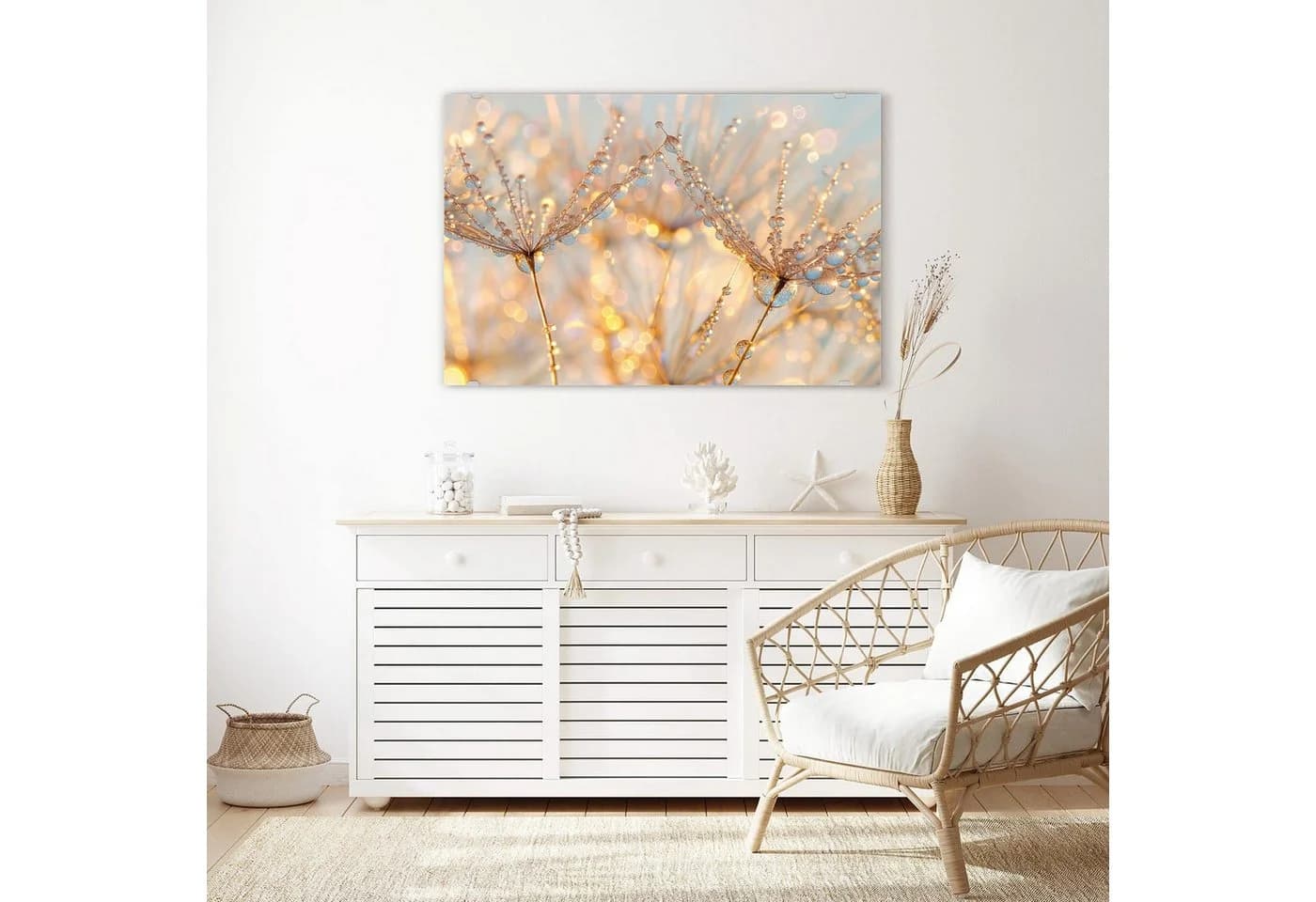 Primedeco Glasbild Wandbild Tautropfen Panorama Blumen Pflanzen - Bild 3