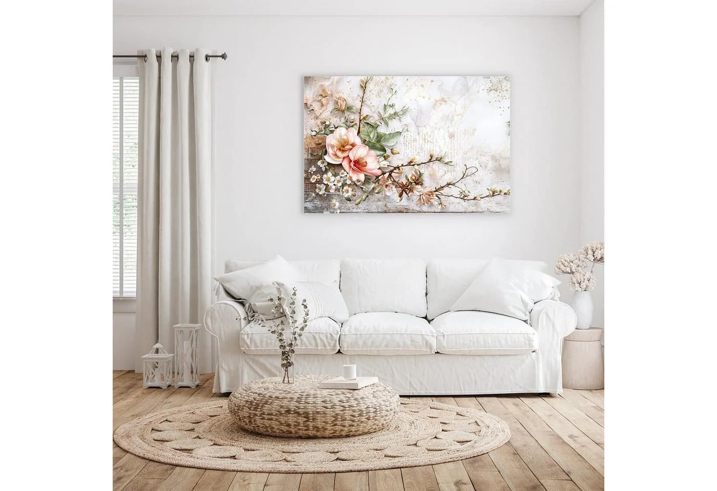Primedeco Glasbild Blumenarrangement mit Aufhängung