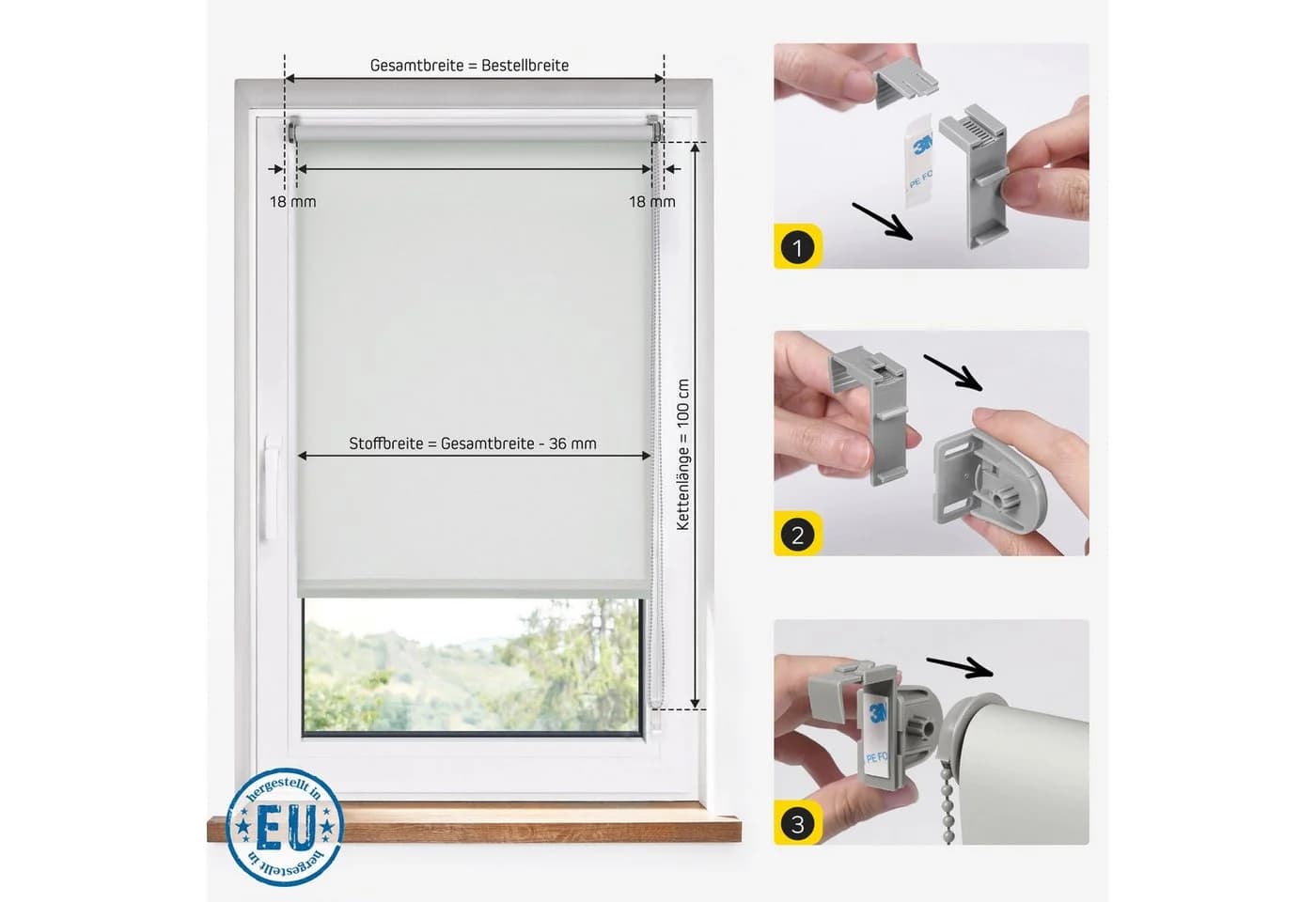 Jalousiescout Rollo Lichtdurchlässig 30x110 cm Hellgrau Klemmfix