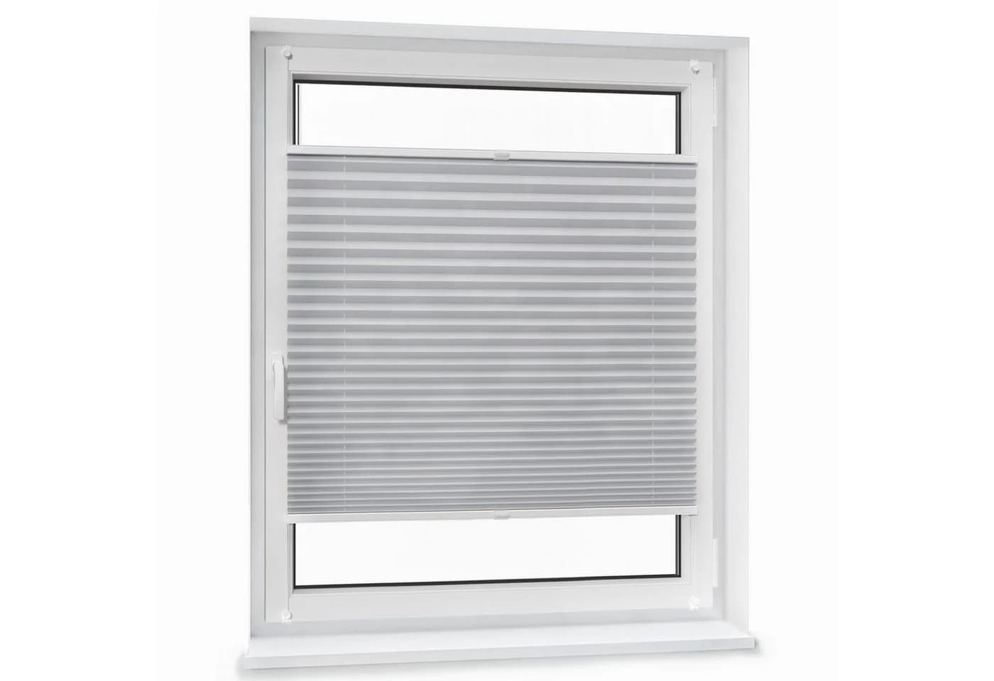 jalousiescout Plissee Pure Basic Grau Klemmfix Ohne Bohren - Bild 2