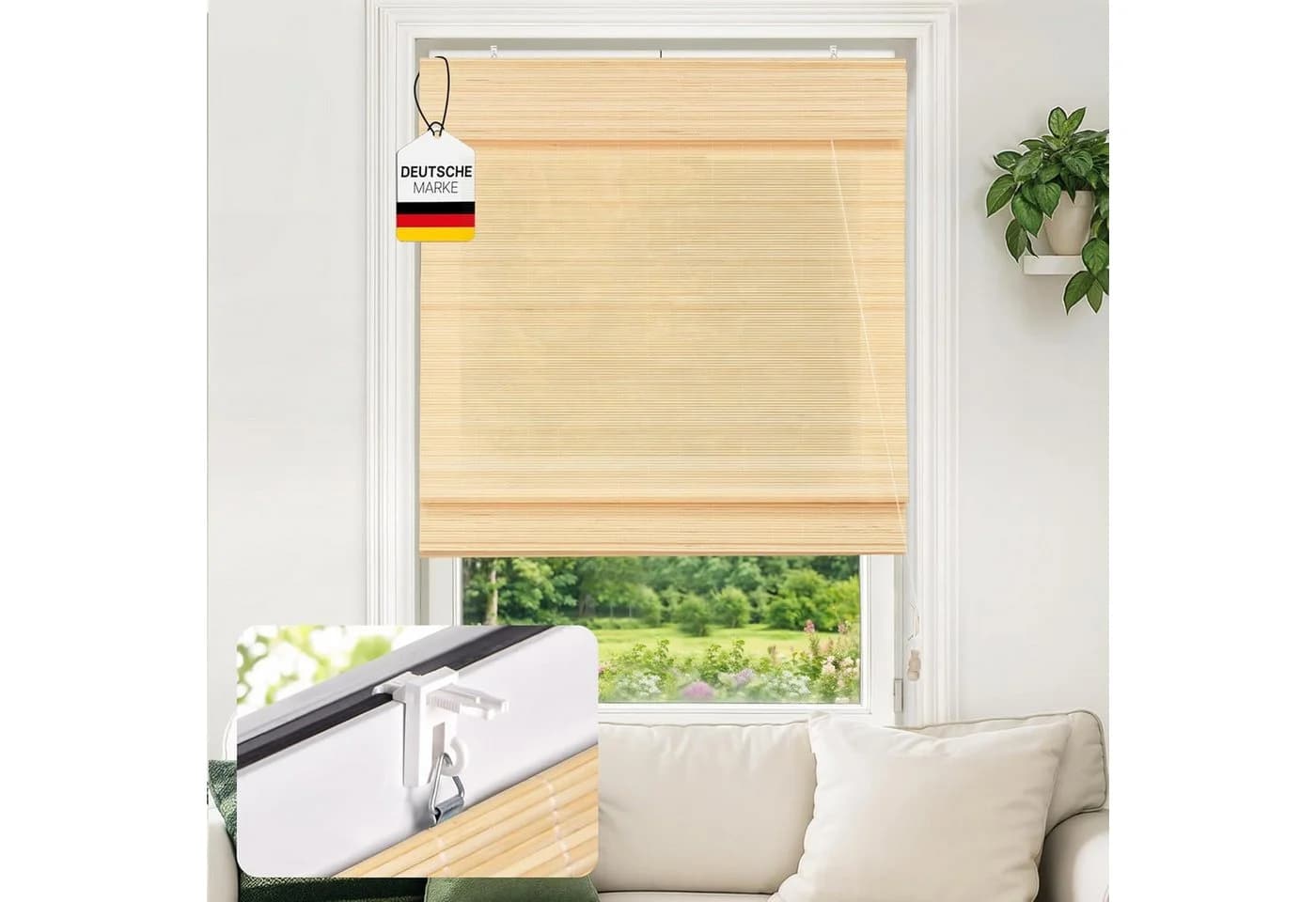Victoria M. Raffrollo Bambus Klemmfix Natur - Bild 2