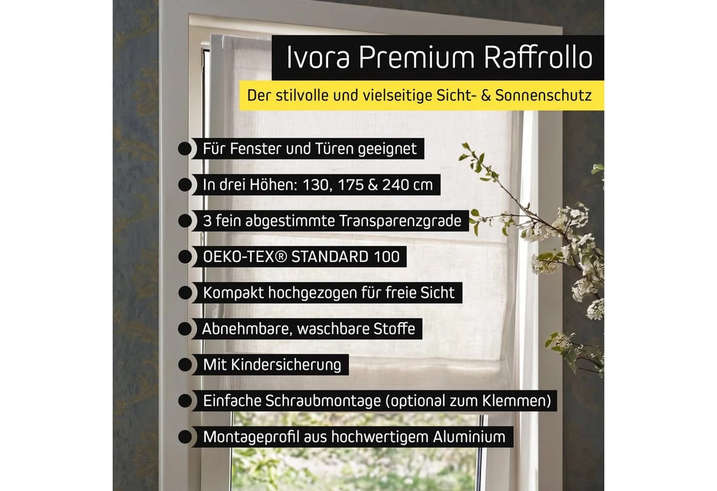 Victoria M. Raffrollo Ivora Premium Blickdicht Beige - Bild 4