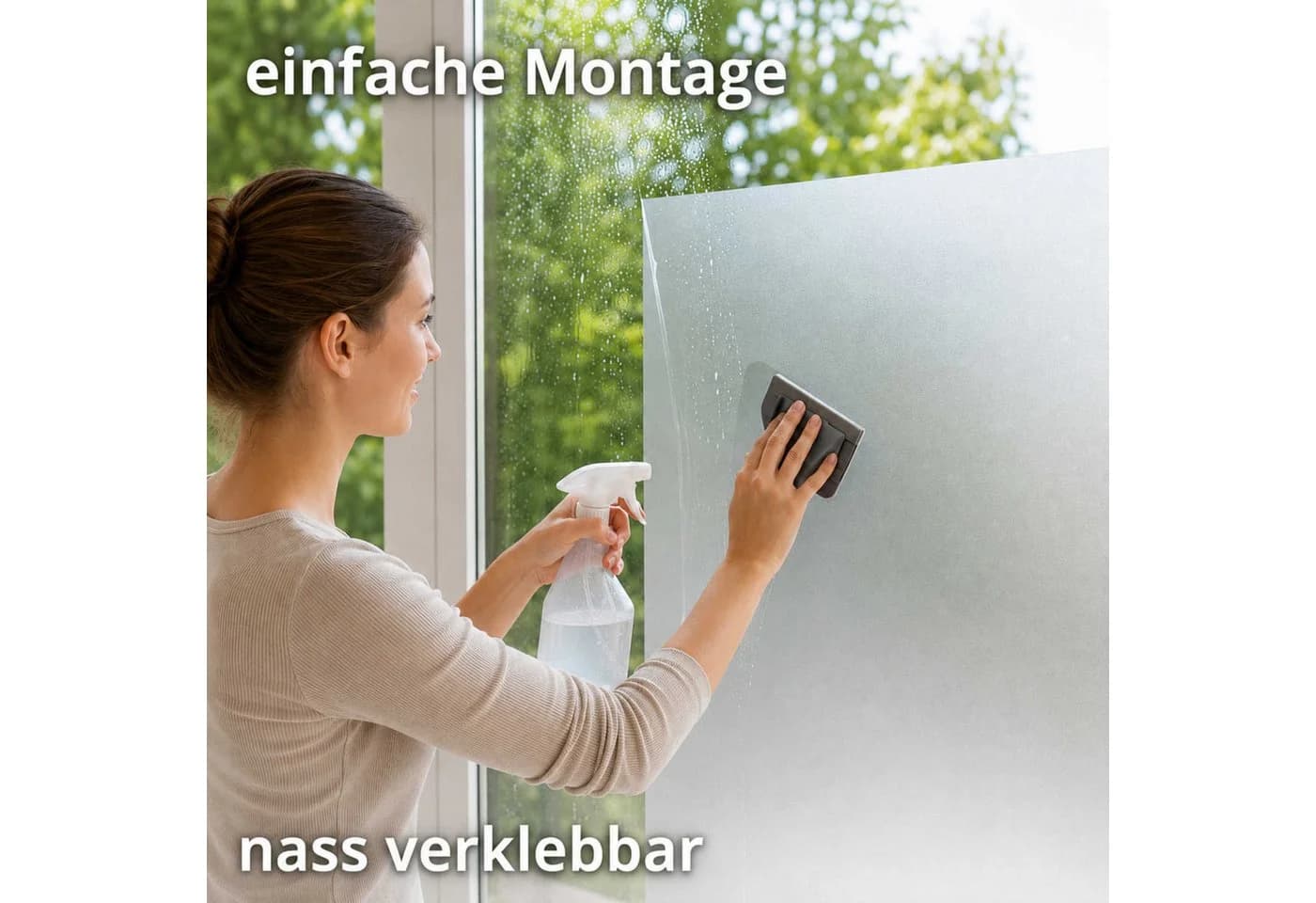 Nomiro Fensterfolie Sichtschutz Silber Frosted Selbstklebend PVC