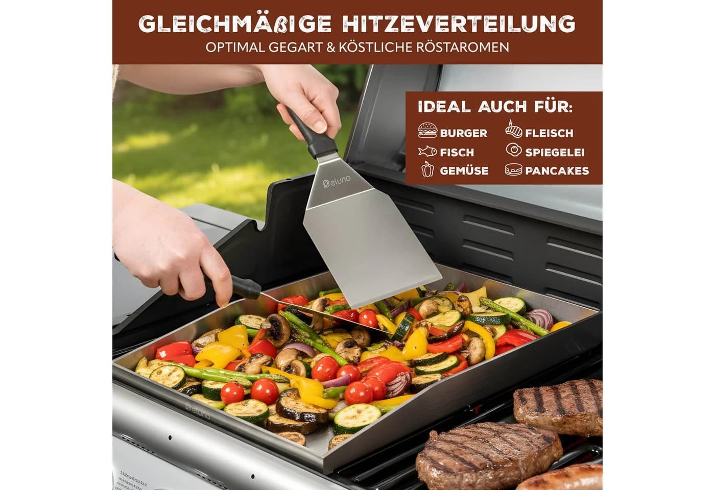 eluno Plancha-Set Edelstahl Grillplatte mit Zubehör - Bild 5