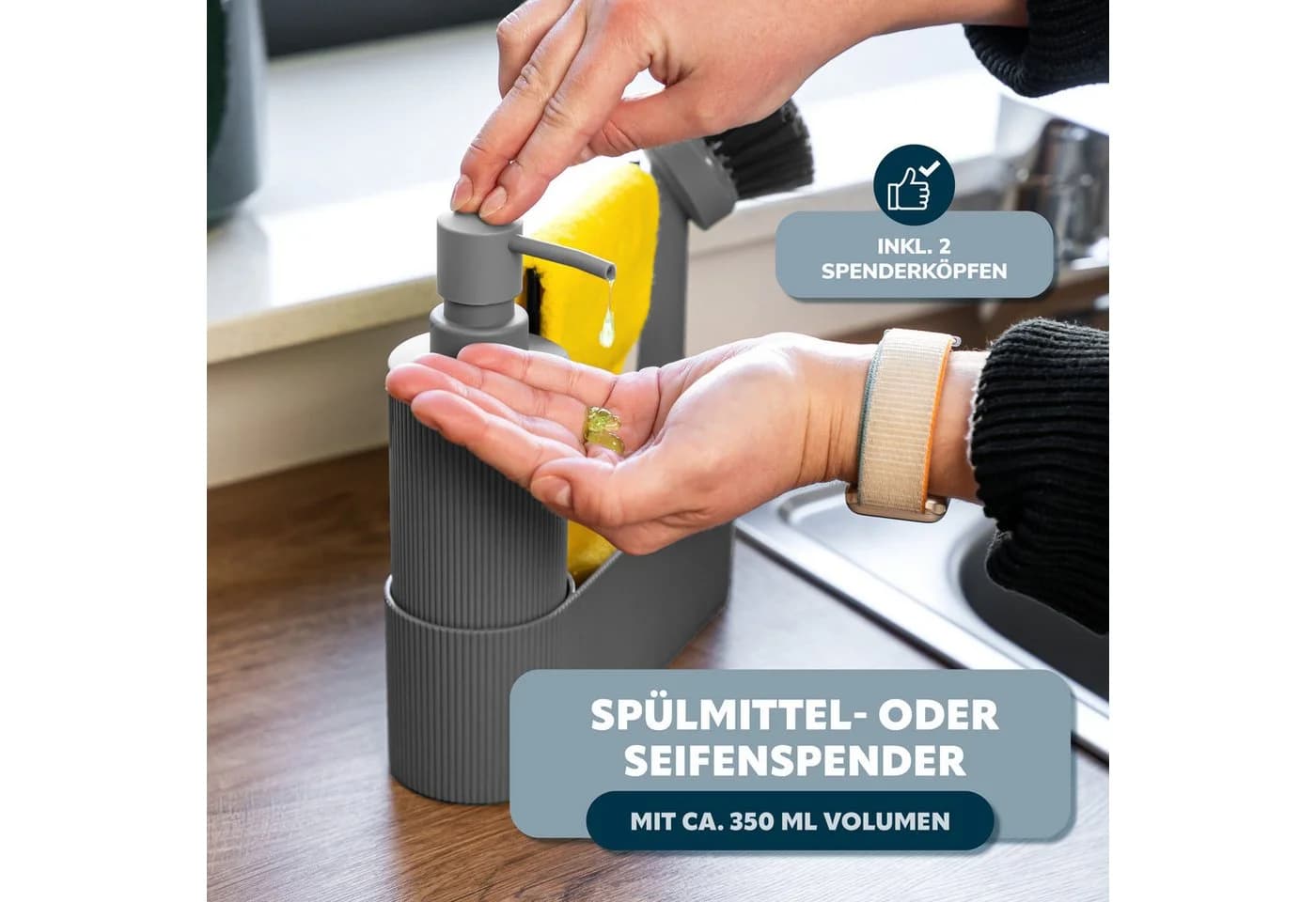 eluno Spülbecken Organizer Grau mit Seifenspender - Bild 4