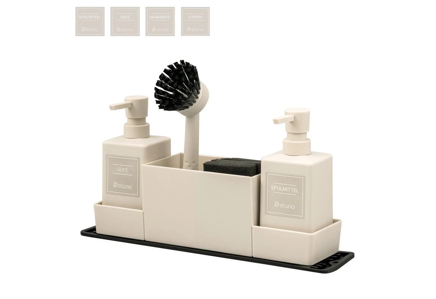 eluno Küchenorganizer-Set Spülbeckenorganizer mit 2 Spendern Beige - Bild 2