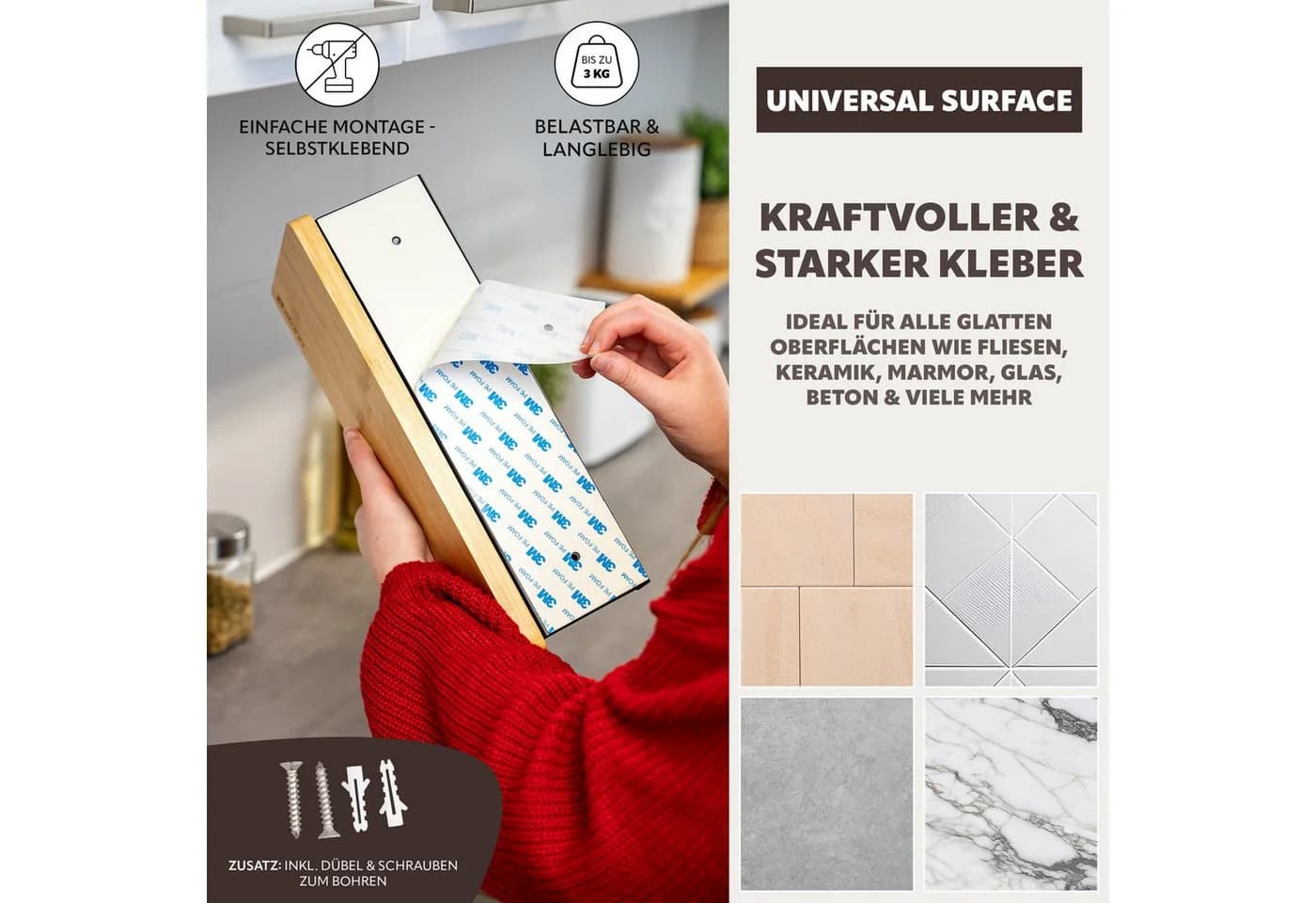 eluno Wandrollenhalter mit Bambusablage - Bild 4