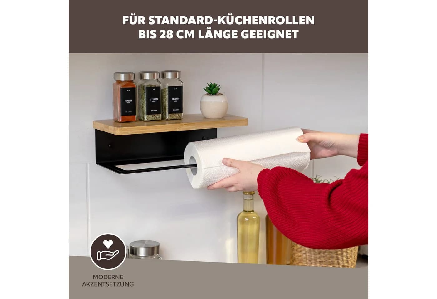 eluno Wandrollenhalter mit Bambusablage - Bild 5