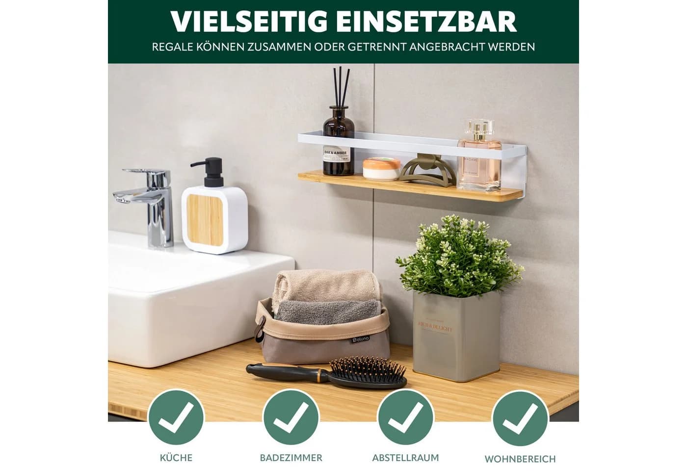 eluno Gewürzregal 2er Set Bambus Metall - Bild 5