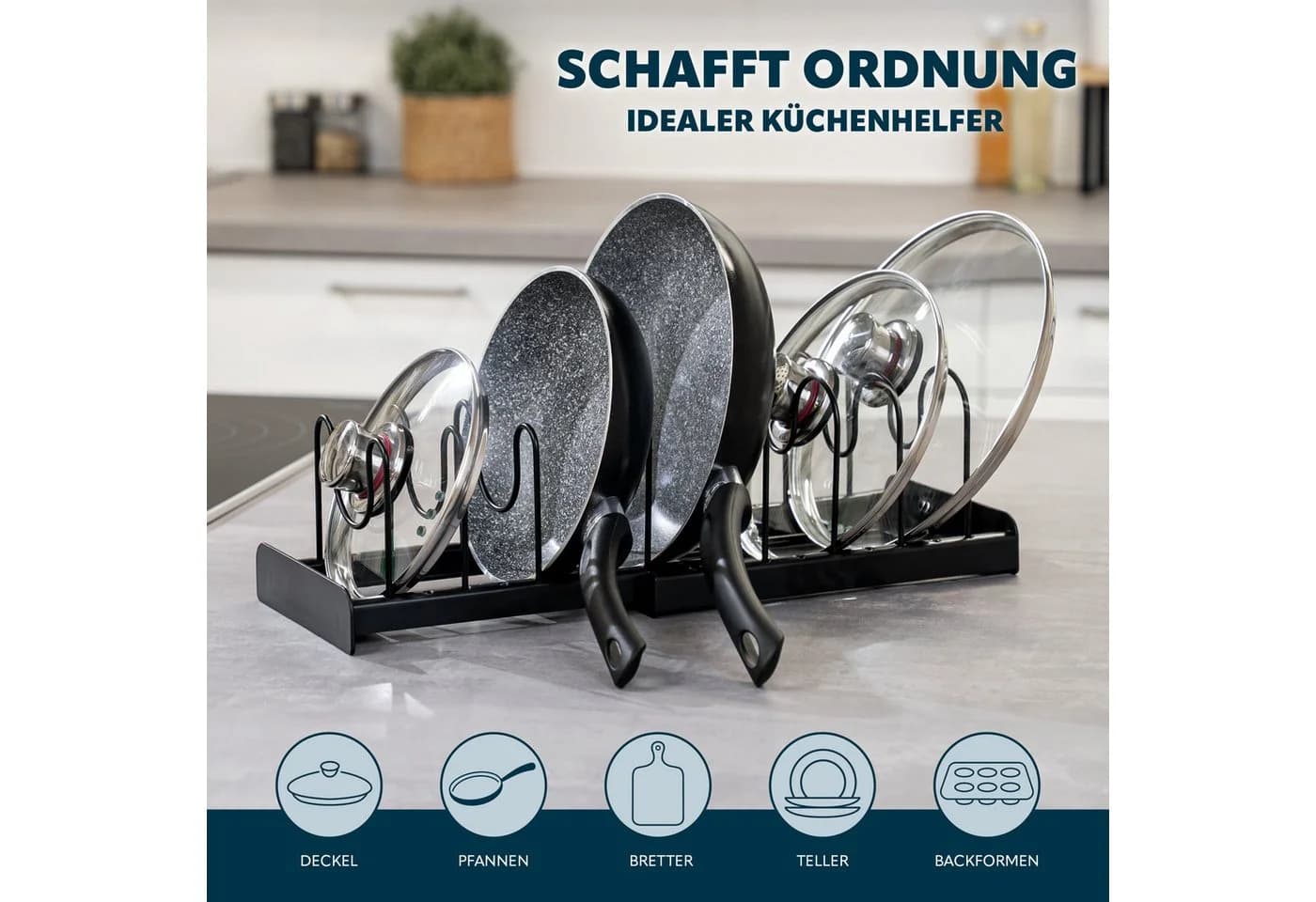 eluno Geschirrständer Schwarz Metall & Kunststoff